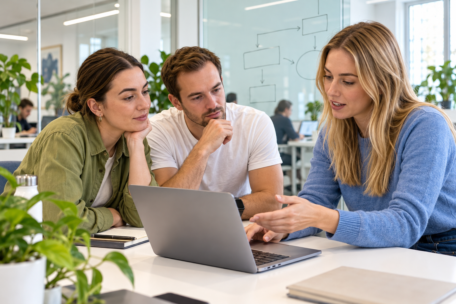 Cena ilustrativa de uma equipe em uma capacitação em inteligência artificial